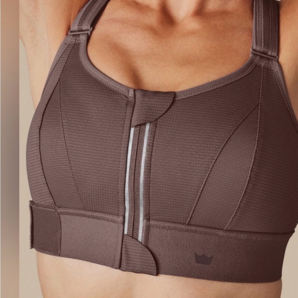 SHEFIT Front-Zip Support Bra in Mauve 2 luxe